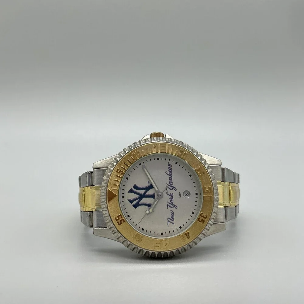 Game Time New York Yankees Mens Watch 40mm Two Tone Stainless New Battery 7.75